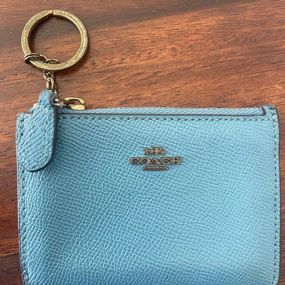 Coach Light Blue Leather Key Holder